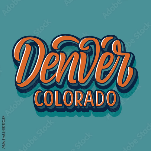 Denver, Colorado typography blends bold, modern fonts with western-inspired elements, reflecting the city's vibrant urban culture and outdoor, adventurous spirit. photo