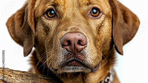 Wallpaper Mural Golden retriever with expressive eyes poses against a plain background and exudes warmth and kindness Torontodigital.ca