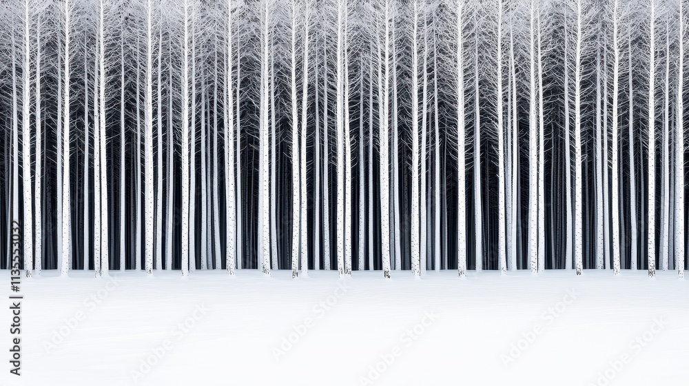 Winter Wonderland A Serene Snowy Forest of White Birch Trees