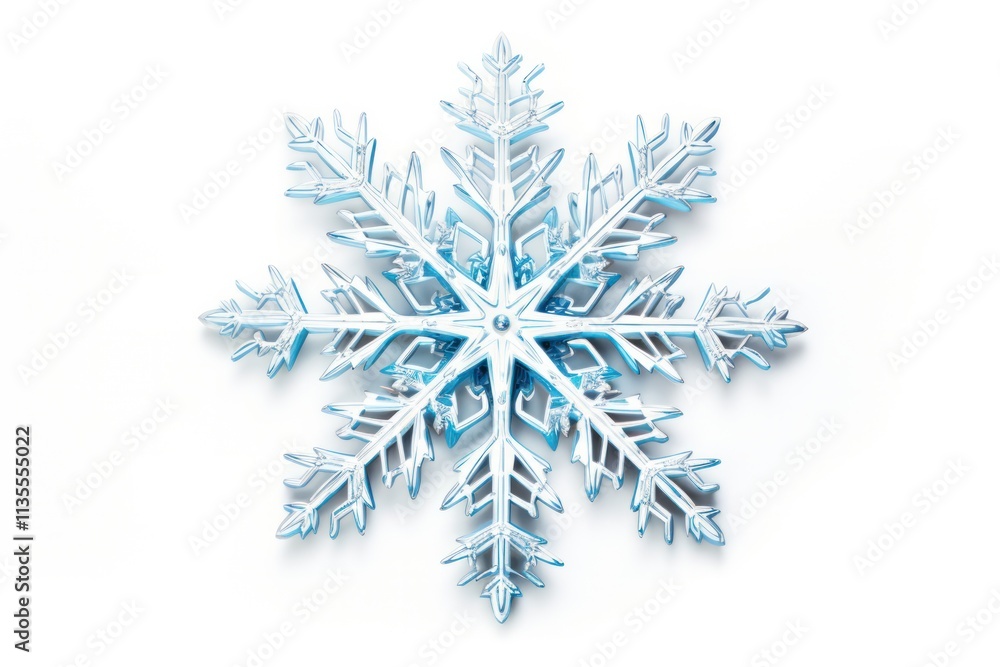 Contemporary holiday card design with a stylish snowflake pattern in silver and blue, isolated on white background Contemporary holiday card design with a stylish snowflake pattern in silver and blue, isolated on white background