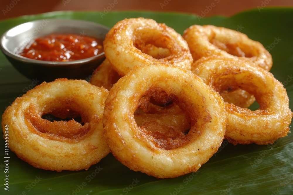 Delicious Crispy Onion Rings with Savory Dipping Sauce Delicious Crispy Onion Rings with Savory Dipping Sauce