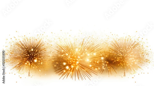 Rich gold glittering surface with an explosion of bright, multicolored fireworks against the backdrop, giving a glamorous