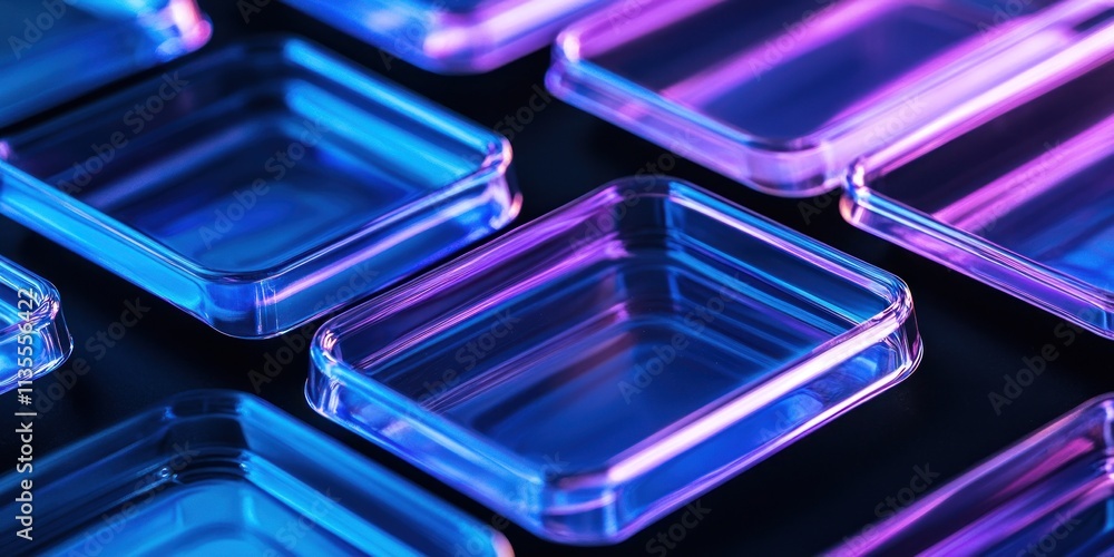 Abstract neon blue and purple glass squares. Abstract neon blue and purple glass squares.