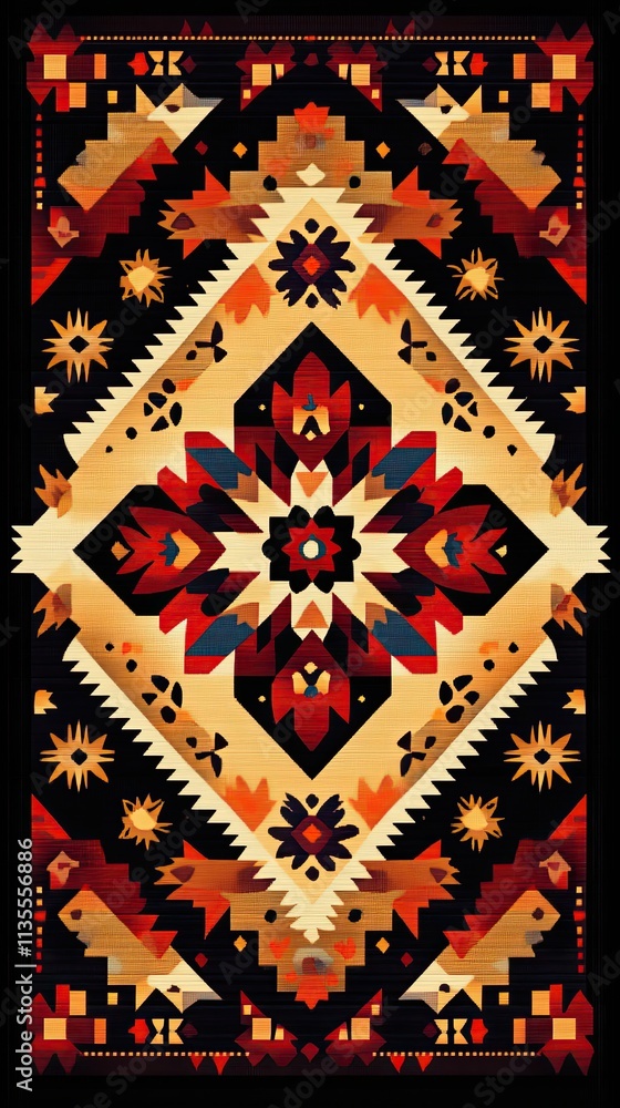 Abstract Geometric Rug Design In Warm Tones Abstract Geometric Rug Design In Warm Tones