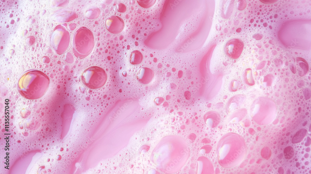 Bubbles and foam create a vibrant pink surface in a playful liquid setting Bubbles and foam create a vibrant pink surface in a playful liquid setting