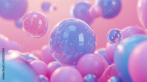 Colorful bubbles floating in a dreamy background with soft pastel hues