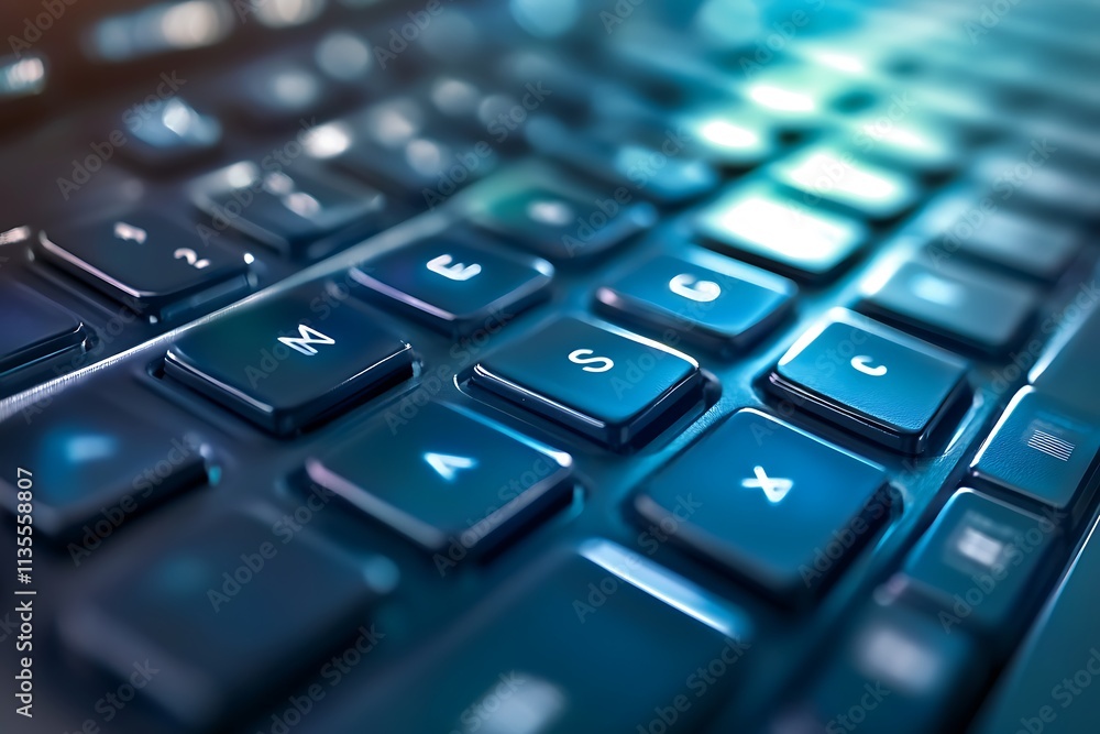 Close up of a modern computer keyboard. Concept of technology, digital work, and communication. Close up of a modern computer keyboard. Concept of technology, digital work, and communication.