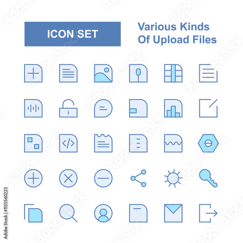 various icons and symbols for uploading files