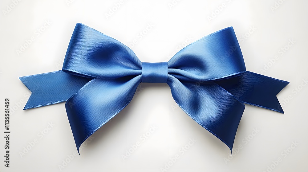 A glossy blue ribbon bow, often used for gifts or decorations. A glossy blue ribbon bow, often used for gifts or decorations.