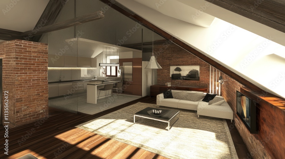 Modern Loft Apartment Design: Chic Brick and Wood Interior Modern Loft Apartment Design: Chic Brick and Wood Interior