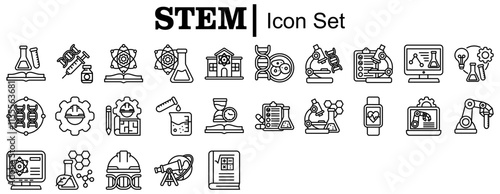Science, Technology, Engineering, and Mathematics related icon set