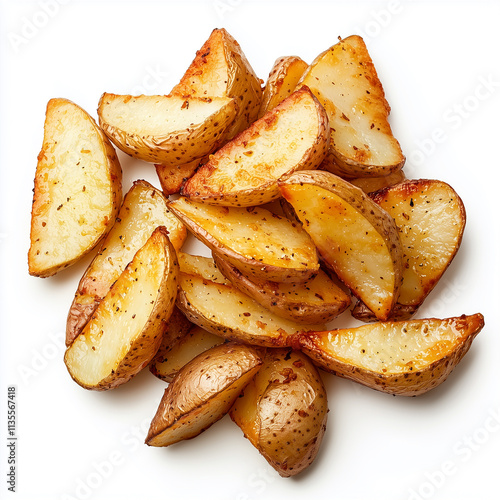 Pile of french fried potato slices isolated 