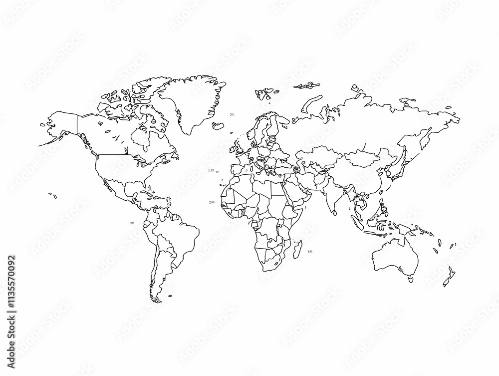 custom made wallpaper toronto digitalWorld Map Outline Illustration