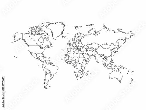 Wallpaper Mural World Map Outline Illustration Torontodigital.ca