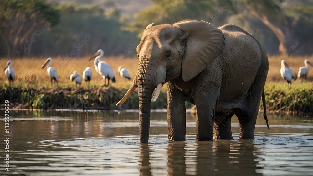 Fototapeta premium Majestic Elephant in the Wild. Wild Life Photography.