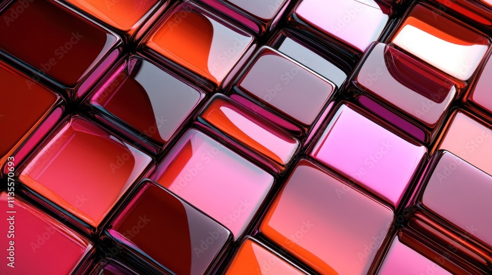 Abstract Red and Pink Glossy Cubes: A Stunning 3D Digital Art Abstract Red and Pink Glossy Cubes: A Stunning 3D Digital Art