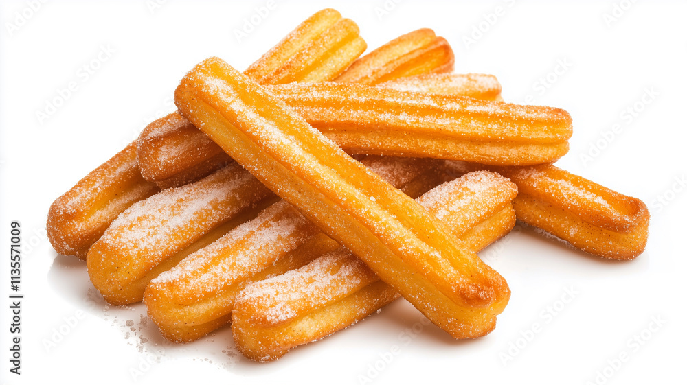 Churros isolated on white background.
Churros isolated on white background.