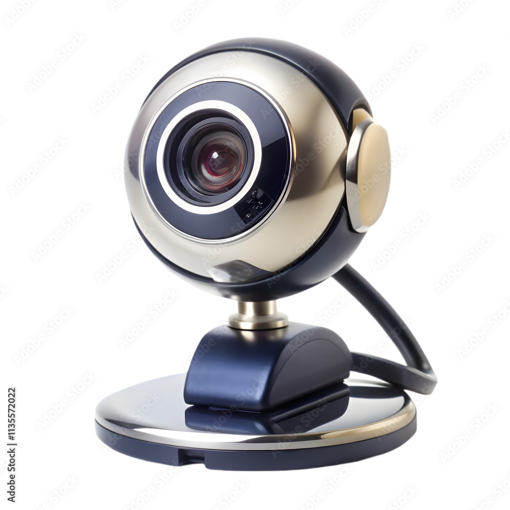 Fototapeta premium silver and black webcam on a white background