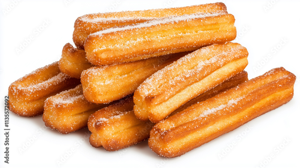 Churros isolated on white background.
Churros isolated on white background.