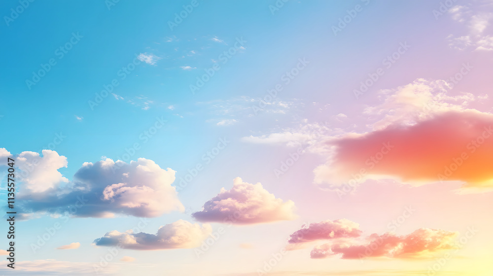 Obraz premium Golden hour sky over tranquil horizon nature photography serene environment