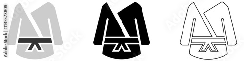 Martial uniform or  fighting suit vector pictogram sign icon symbol ui and ux design, glyphs and stroke line