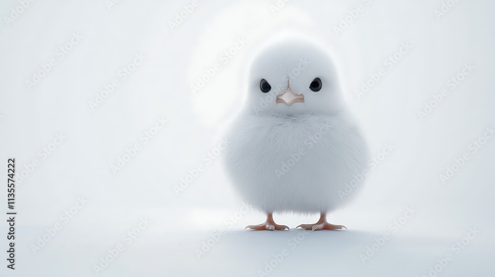 Adorable Fluffy White Chick: A 3D Rendered Image Adorable Fluffy White Chick: A 3D Rendered Image