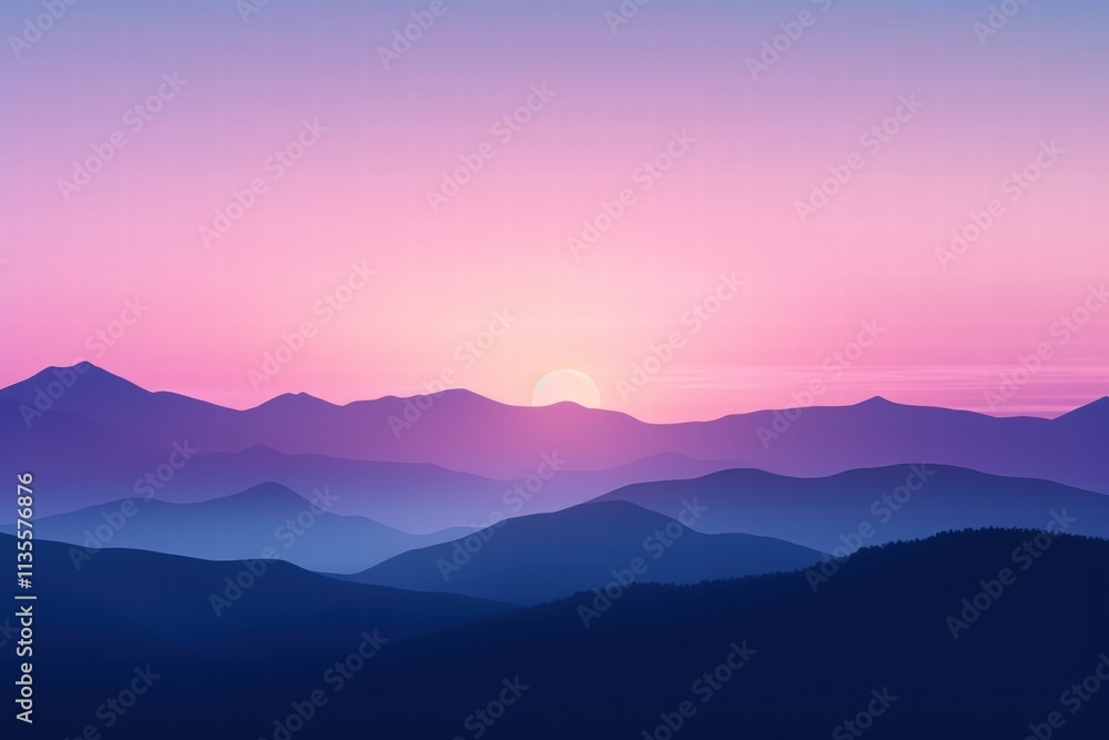 Serene mountain landscape at sunset Serene mountain landscape at sunset