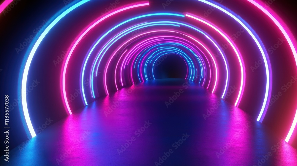 Fototapeta premium Neon Tunnel: A Psychedelic Journey Through Light and Color