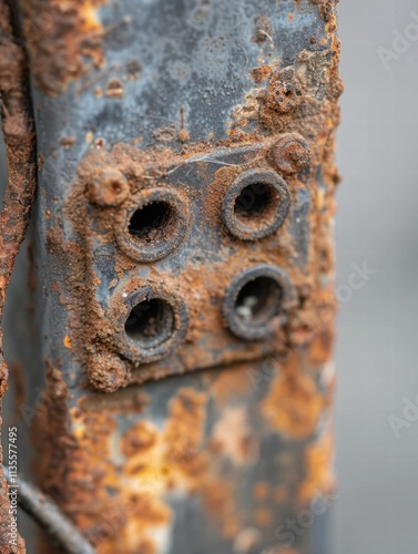 Rusty metal surface with holes