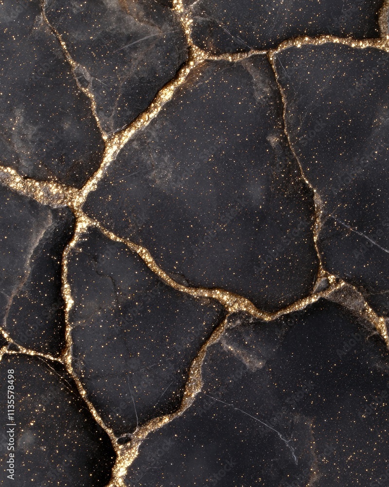 Obraz premium Glittering gold and black marble texture