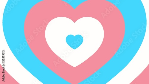 Pastel Hypnotic heart shaped tunnel. Y2k trendy design wallpaper psychedelic 4k seamless looped animated video background.