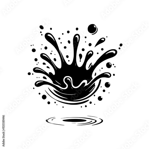 Black Ink Splash: A captivating visual of a dramatic ink splash,  capturing the dynamic energy of the moment.  The intricate details and bold lines create a powerful and eye-catching design. 