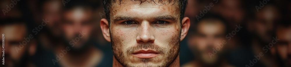 Intense gaze of a rugged man with facial hair Intense gaze of a rugged man with facial hair