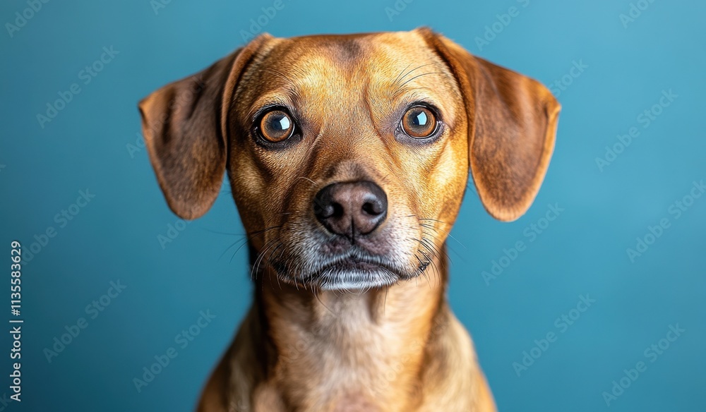 Fototapeta premium A brown dog with big eyes is staring at the camera