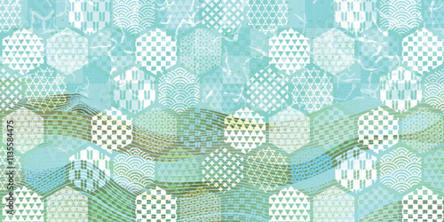 和柄　青　模様　背景	