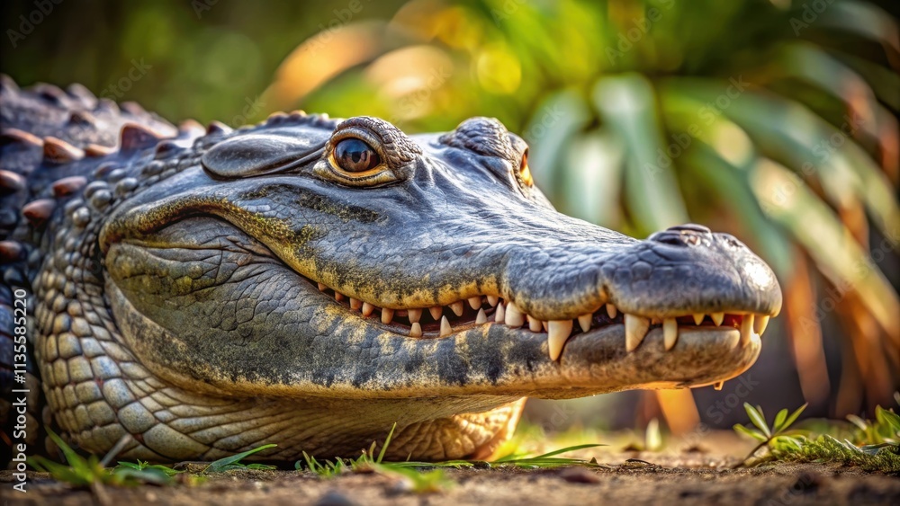 Obraz premium A close-up image of a menacing alligator in its natural habitat, wildlife, reptile, predator, dangerous, carnivore, swamp