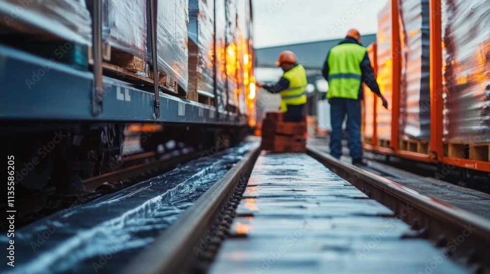 Logistics operations cargo loading area industrial activity warehouse setting ground level supply chain management Logistics operations cargo loading area industrial activity warehouse setting ground level supply chain management
