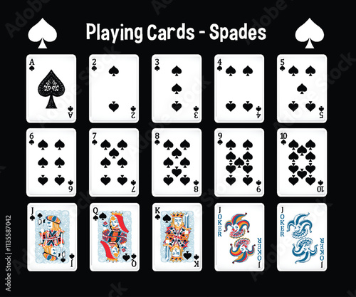 Complete Set of Spade Playing Cards