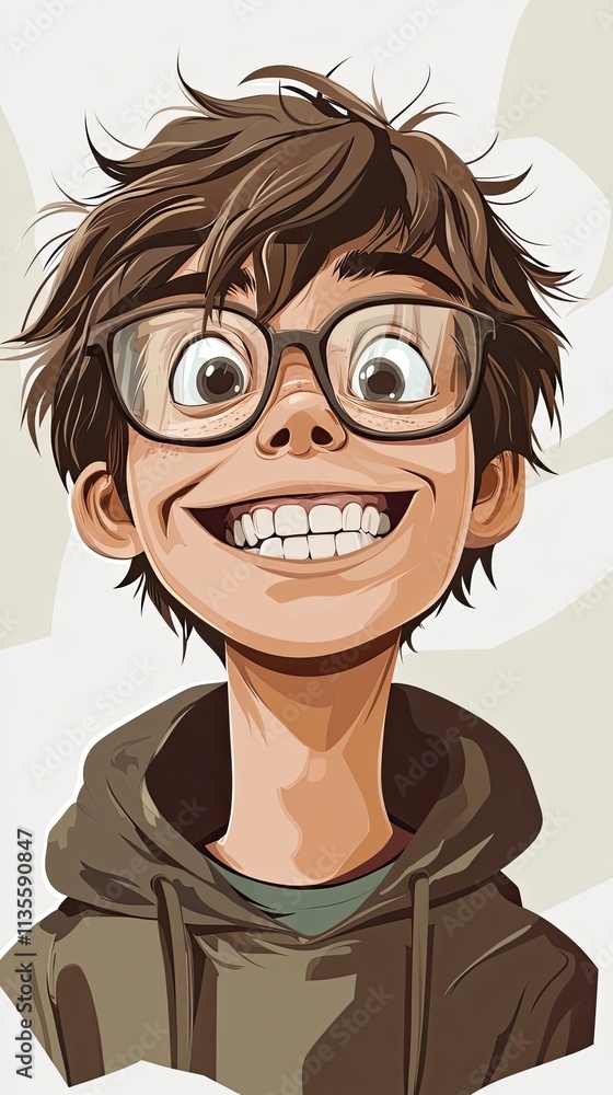 Happy Boy Wearing Glasses and a Hoodie Happy Boy Wearing Glasses and a Hoodie