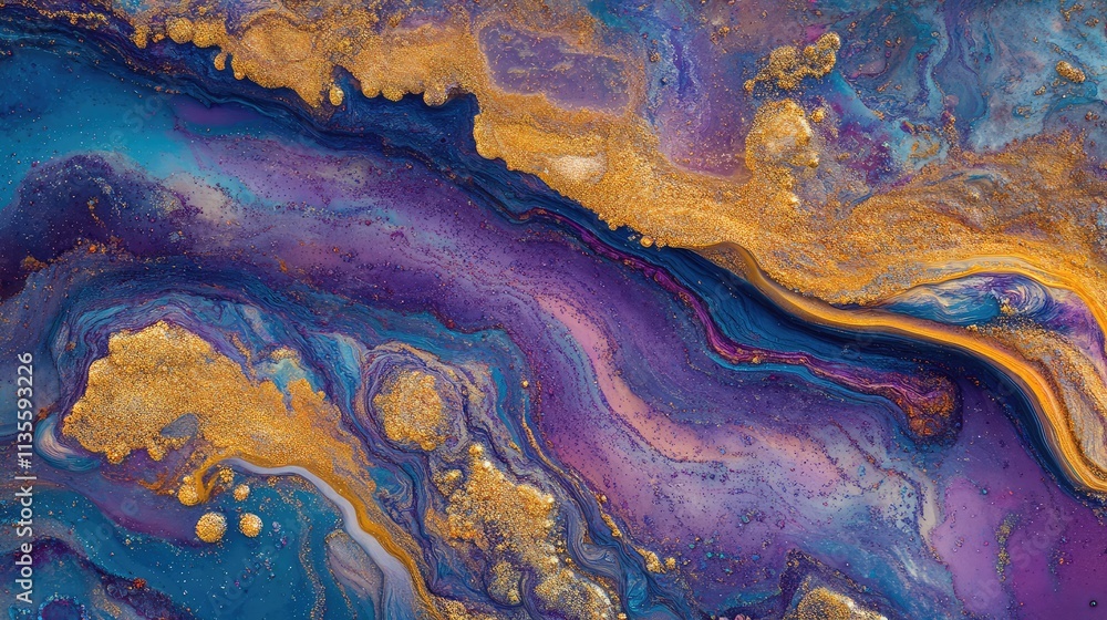 Vibrant Abstract Swirls in Gold and Purple Fluid Art Design Vibrant Abstract Swirls in Gold and Purple Fluid Art Design