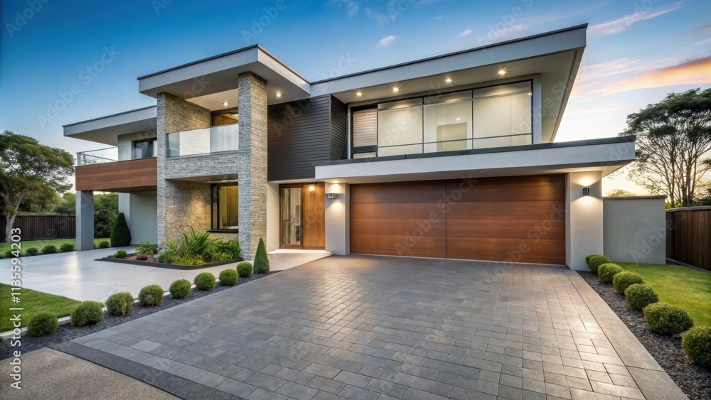 Modern house with empty driveway, modern, house, home, architecture, driveway, empty, contemporary, design, residential Modern house with empty driveway, modern, house, home, architecture, driveway, empty, contemporary, design, residential