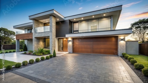 Modern house with empty driveway, modern, house, home, architecture, driveway, empty, contemporary, design, residential