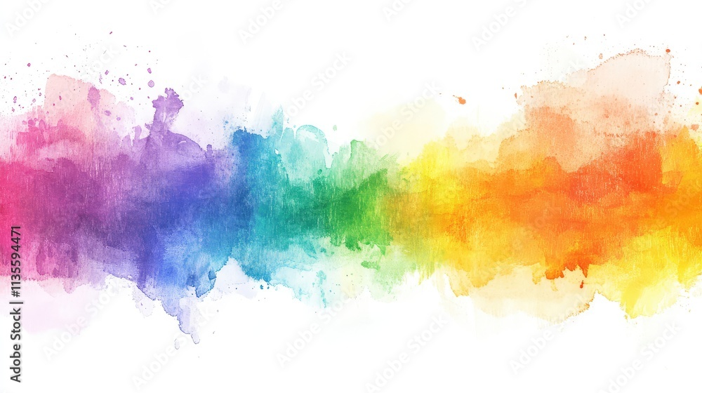 Obraz premium Vibrant Watercolor Rainbow Splash on White Background