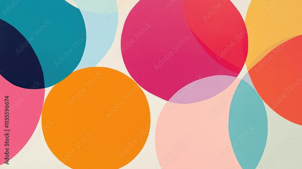 Vibrant Abstract Composition of Colorful Geometric Shapes and Circles Vibrant Abstract Composition of Colorful Geometric Shapes and Circles