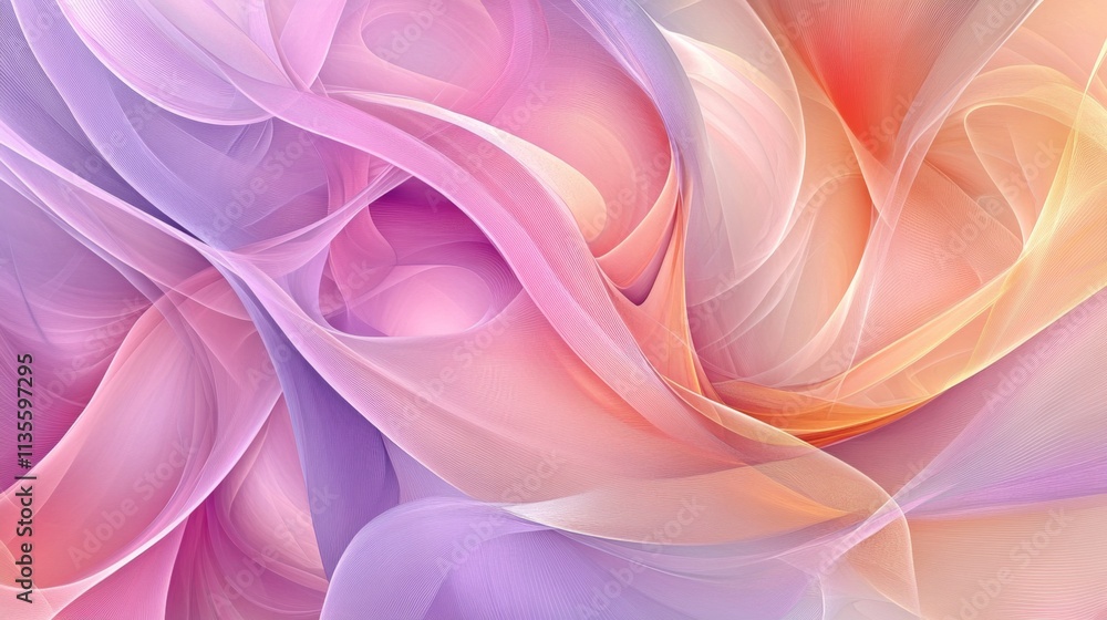 Obraz premium Ethereal fabric flowing patterns abstract art digital design soft colors close-up view fluid aesthetics for creative inspiration