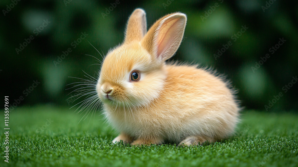 Adorable orange bunny rabbit sitting on green grass. Adorable orange bunny rabbit sitting on green grass.