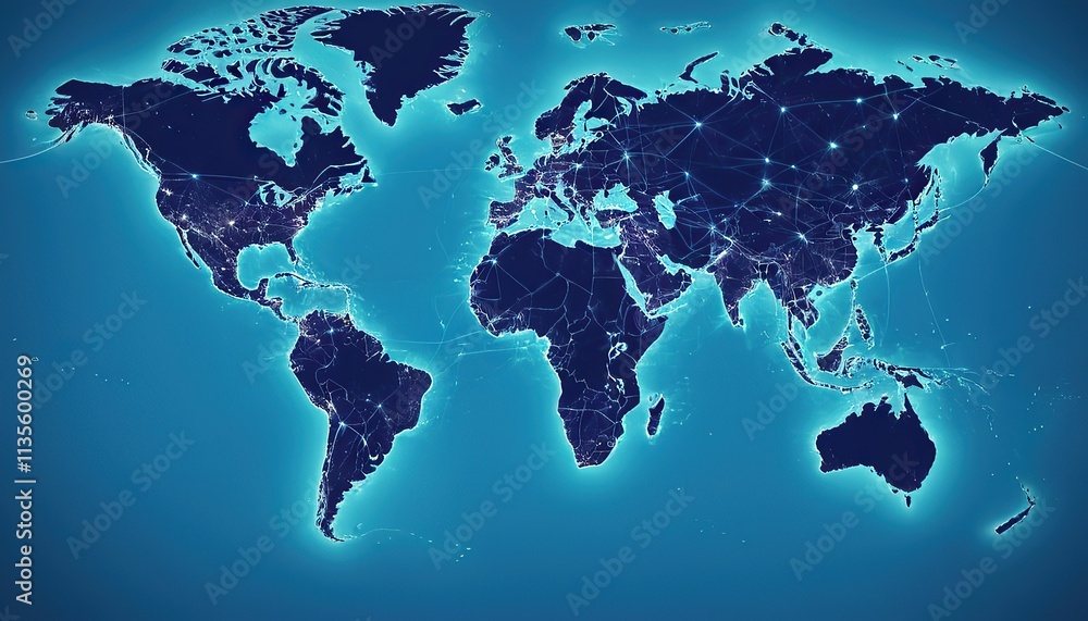 Obraz premium Global world map with digital verticle lines