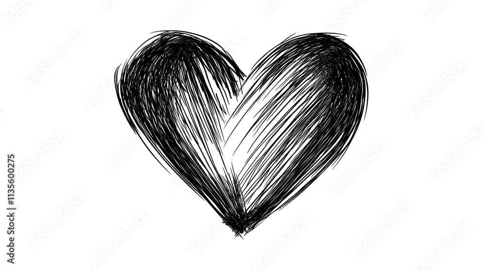 Basic Hand-Drawn Heart with Thick Black Lines Illustration Basic Hand-Drawn Heart with Thick Black Lines Illustration