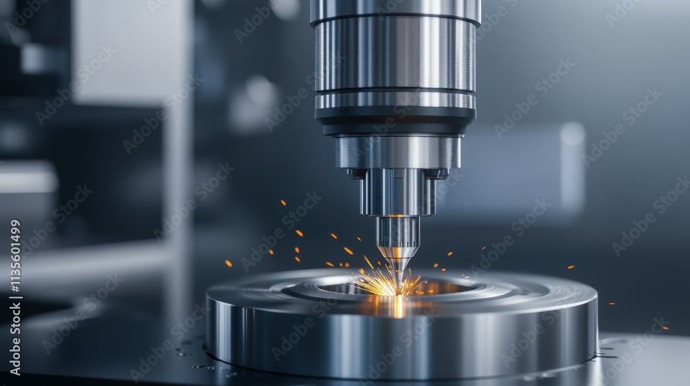 A machine is cutting metal with sparks flying out A machine is cutting metal with sparks flying out