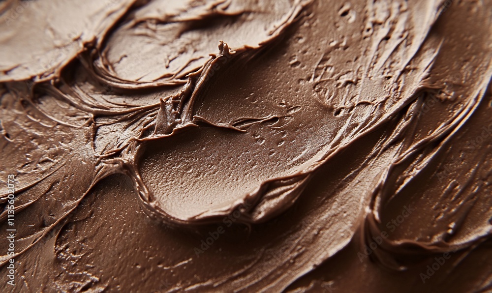 Close-up of creamy chocolate spread texture. Close-up of creamy chocolate spread texture.